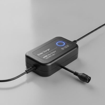 Ebike-batterijoplader met 84 W maximaal uitgangsvermogen en 100-240 V breed invoerspanning met overladingsbescherming